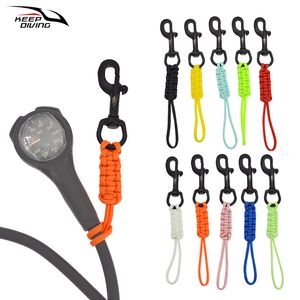 Kayak Accessories Scuba Diving 316 Stainless Steel Bolt Snap Hook With Rope Hand Woven Luminous Fixed Antilost Safety BCD Accessory 230621