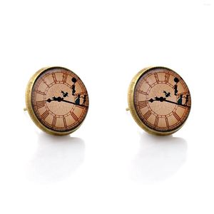 Stud Earrings Lureme Vintage Jewelry Time Gem Series Antique Bronze Clock With Dancer Disc For Women And Girls (02004906)