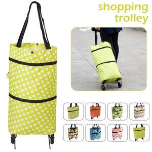 Tool Bag Folding Shopping Pull Cart Trolley With Wheels Foldable Reusable Grocery Food Organizer Vegetables 230625