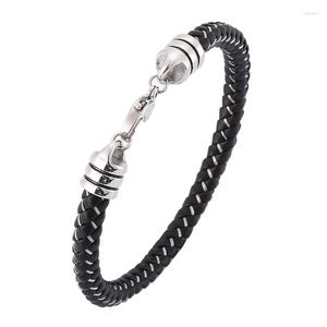 Charmarmband Est Mix flätat trådläderarmband för kvinnor män smycken trendiga s.steel spänne kvinnlig punk armband man sp0381