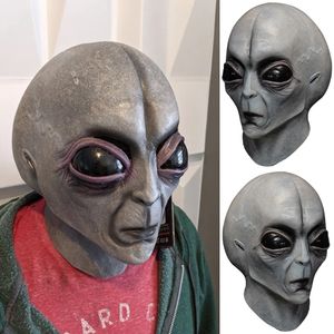 Máscaras de fiesta UFO Máscara de calavera alienígena Cosplay Máscaras de látex de terror Casco Disfraces de Halloween Disfraces de fiesta Accesorios 230625