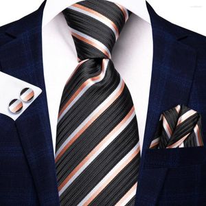 Laço Laço Hi-Tie 2023 Preto Branco Listrado Designer Presente Gravata Para Homens Marca de Moda Festa de Casamento Gravata Handky Abotoaduras Dropship