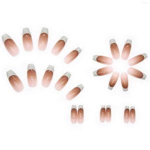 False Nails Beige Gradient Long Ballerina Comfortable And Convenient Wearing For Women Home DIY Manicure