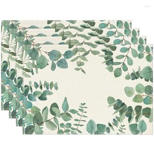 Table Mats 1Pcs Eucalyptus Leaves Summer Placemats For Dining Kitchen Accessories Spring Holiday Party Vintage Washable