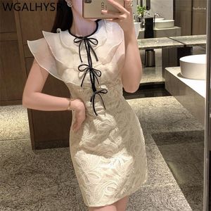 Party Dresses Fashion Casual Bow Flounces Embroidery Solid Dress Women O-Neck Short Sleeve Summer Female Clothing