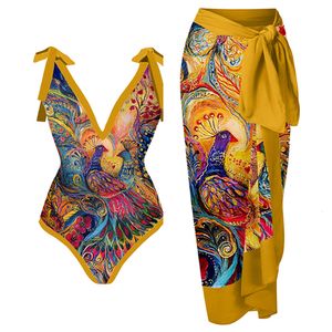 スカートのゴールデン水着と一緒に女性の水着女性水着をカバーする女性レトロなホリデービーチドレス夏のサーフウェア230621