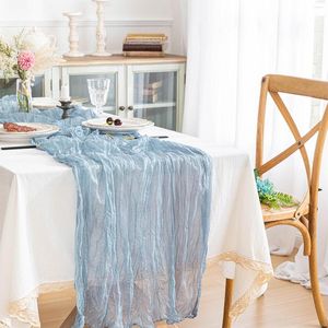 Bordduk Cheesecloth Tracloth Gace Runner Semi-Sheer Anpassa Retro Boho Dining Vintage Bröllopsdekor