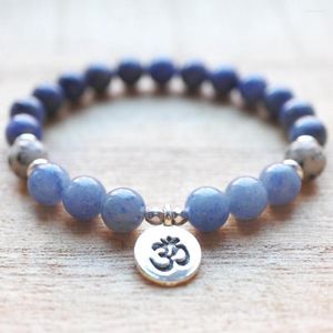 Link Bracelets MG1326 Natural Brazil Blue Aventurine Bracelet Sodalite Sesame Jasper Mala Energy Emotional Healing Jewelry