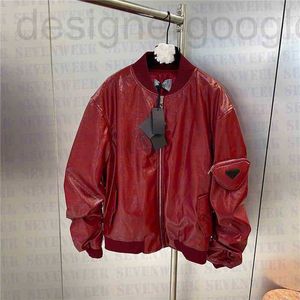 Kvinnorjackor Designer Triangle Bag Bright Leather Down Coats for Men and Women Fashion Brand Bomber Jacket Winter Warm 44TD