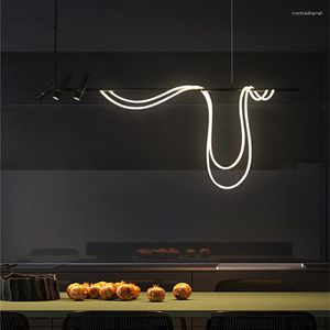 Lampy wiszące w stylu nordyckim LED LED SALL CENTROM STATEL Restauracja Kuchnia Kuchnia czarny żyrandol wystrój domu