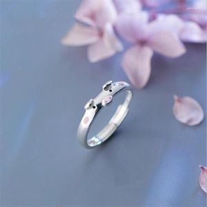 Cluster Rings Fashion Sweet Piggy Silver Plated Jewelry Personality Cute Animal Pig Exquisite Opening R222