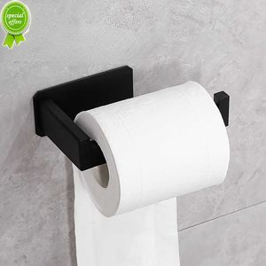 New Stainless Steel Toilet Roll Holder Self Adhesive in Bathroom Tissue Paper Holder Black Finish Easy Installation no Screw