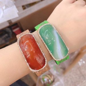 Bangle Exquisite Jewelry Ethnic Style Women Width Opening Armband Female Leather Agate Girl's Gifts African 1PC Melv22
