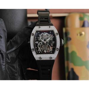 Diamond Luksusowy ruch męski Watche RM17-01 R I C H A R D Hollow Tourbillon Designer 5WZ1 Nowa wysokiej jakości mrożona Montre Brance Watch 7p
