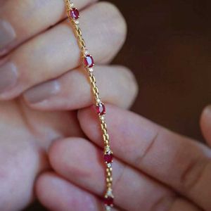 Bracelets de charme Novo pulseira de diamante rubi de rubi para mulheres, encantador, seção de encanta de encantamento da cadeia fino, joalheria de engajamento de ponta de ponta de ponta