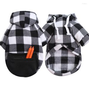 Abbigliamento per cani XS-5XL Felpa con cappuccio per animali domestici Cappotto caldo Giacca scozzese con tasca con cerniera per abbigliamento per cani di taglia piccola, media e grande