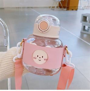 Water Bottles 650ml Kawaii Bottle With Straw For Girls Students Plastic Cartoon Drinking Children Cup BPA Free