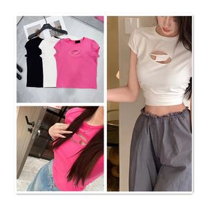 woman t shirt designer t shirt fashion women short sleeve hollow out sexy slim fit show thin belly button tshirt summer tee shirt pink cotton versatile casual tees