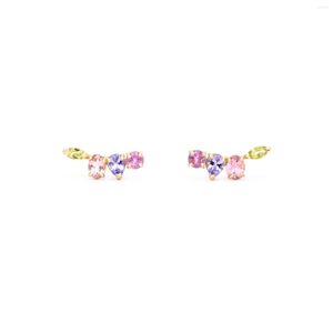 Stud Earrings 925 Sterling Silver Gold Plated Pastel Colorful Cubic Zirconia Geometric Various Shape CZ Curved Bar Earring