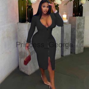 Casual Dresses Ladies Dresses 2021 Fashion 5xl Sexy Dress Women Long Sleeve Zipper V Neck Plus Size Bodycon Dress Wholesale Dropshipping x0625