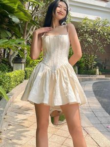 Casual Dresses Sexy Gyaru White Dress Slim Fit Vintage Sundress Chic And Elegant Woman 2023 Summer Fashion Clothes Femme Short