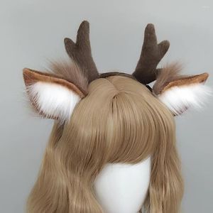 Party Supplies Lolita Hair Hoop Plush Deer Ear Antler pannband Cosplay Prop Band Huvudbonad Klä upp Kawaii -tillbehör