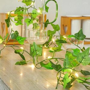 Strings zasilany energią słoneczną sztuczną roślinę bluszczowe światła sznurkowe 50/100leds pnącze zielone lampa liści