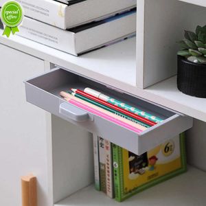 Self-Adhesive Plastic Desk Drawer Organizer Tray, Under Desk Storage Box for Office Supplies, Kitchen Utensils, White