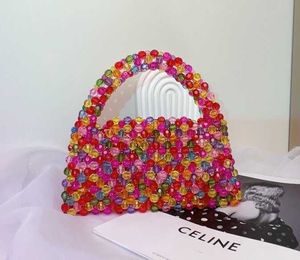 Renkli el yapımı boncuklu kadın çanta dokuma el tipi moda çanta sıfır cüzdan 230625
