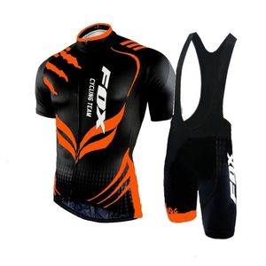 Bisiklet Jersey Setleri Mens Komple Yaz Bisiklet Giysileri MTB Kıyafet Pro Bike Takım Kiti Döngü Kıyafetleri Turuncu Tenue Cyclisme Homme 230620