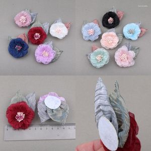 Flores decorativas 10 pçs/lote tecido estame para acessórios de cabelo de meninas e crianças corpete e faixa de cabelo faça você mesmo