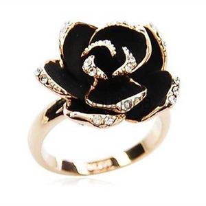 Obrączki pierścionki Rose Flowers pierścionki Vintage Resizable Finger Rings prezent na walentynki biżuteria gorąca sprzedaż otwarty pierścionek dla kobiet biżuteria x0625