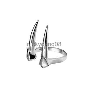 Bandringe Gothic Punk Silber Farbe Vampirzähne Fangs Fingerring für Männer Frauen Hip Hop Chic Offene Ringe Einstellbar Party Schmuck Geschenke x0625