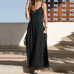 Abiti casual Abito senza maniche Lungo Estate Elegante Donna Corea Abbigliamento Camis Beach Party Club Gonna per Vestido femminile