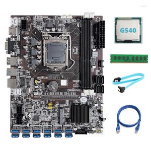 Материнские платы B75 ETH Mining Motherboard 12 PCIe To USB с G540 CPU DDR3 4GB 1600 МГц RAM SATA Cable RJ45 Network