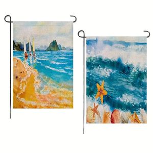 2pcs, Summer Beach Garden Flags, 12x18 дюймов, двойная печатная печатана