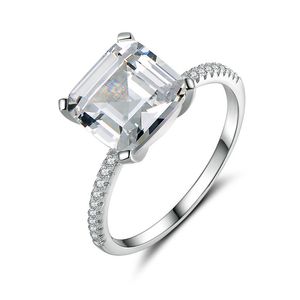 2023 gioielli di lusso fedi nuziali puro 100% argento sterling 925 taglio principessa topazio bianco diamante cz pietre preziose festa donna anello di fidanzamento fascia regalo