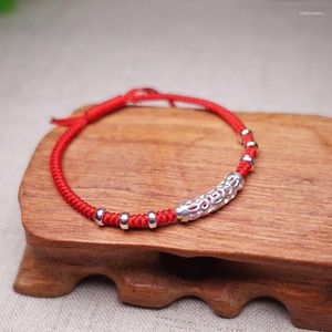 Charm Armbänder Echt 925 Silber Sterling Armband Handgemachter Schmuck Geschenk Rotes Seil Verstellbare Schnur Glück für Frauen Melv22