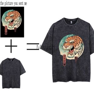 Męskie koszulki Twoje własne marka projektowa Zdjęcie Niestandardowe Tshirt Men Manga Manga Cartoon Tekst Drukuj DIY TOPS TEE Vintage Acid Wash Tshirt Summer J230625