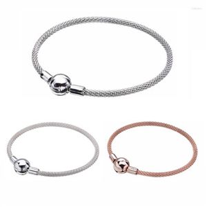 Charm Armband 925 Sterling Silver Rose Gold Color Armband för kvinnor Bangles Pulseira Masculina Bileklik Mujer Feminina