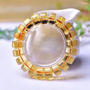 Strand Drop Light Yellow Crystal Wheel Bead For Women Men Lucky Wealth Bracelet Jewelry