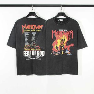 Vintage Muscle Men Heavy Metal Rock Band Limited Wash VTG Old Manga Curta T-shirt FOG Homens e Mulheres