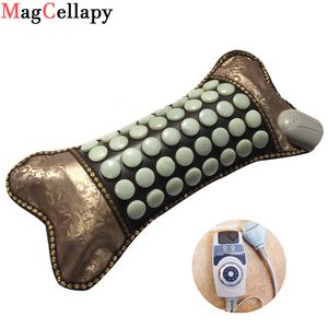 Other Massage Items Jade Heating Pillow Natural Tourmaline Germanium Stone Cervical Neck Massager Help Sleep Relieve Pains Fatigue 230625