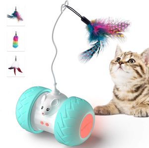 Cat Toys Interactive Cat Toys for Indoor Cats Automatic Kitten Toys Electronic with Mouse and 3 Feathers for Cats to Play Alone Exercise 230625