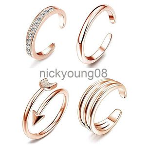 Band Rings 4Pcs Simple Alloy Crystal Foot Ring Adjustable Opening Toe Ring for Women Girl Summer Beach Vacation Jewelry Finger Ring x0625