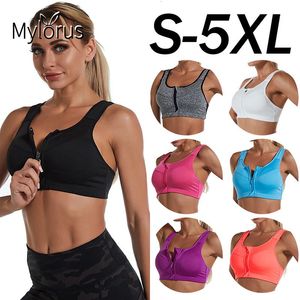 Andra sportartiklar Sportbh stor storlek Active Wear Women Gym Push Up Running Yoga Crop Tops Fitness Zipper High Impact Vest Underwear 230621