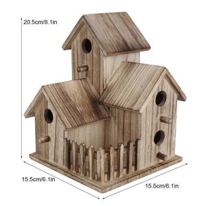 Nests Creative Wood Bird House Nesting Box Simulation Birdhouse Feeding Garden Decoration Backyard Balcony Pendant for Swallows Bird