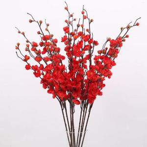 Dekorativa blommor 4st Artificial Berry Branch Simulation Plum Bossom Silk Flower Home Living Room Decoration Wreat Christmas Display