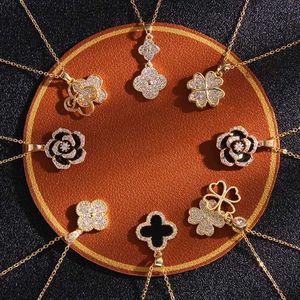 Pendant Necklaces Four-Leafed Clover Luxury Necklace Designers Jewelry Diamonds Necklace Women Titanium Steel Gold-Plated Never Fade Not Allergic