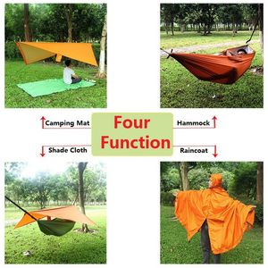 Esteira de acampamento rede leve 4 em 1 capa de chuva capa de chuva rede portátil guarda-sol esteira para viagens caminhadas
